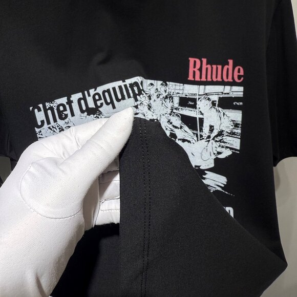 Rhude Cotton Champions du Monde Black T-Shirt - Picture 4 of 8
